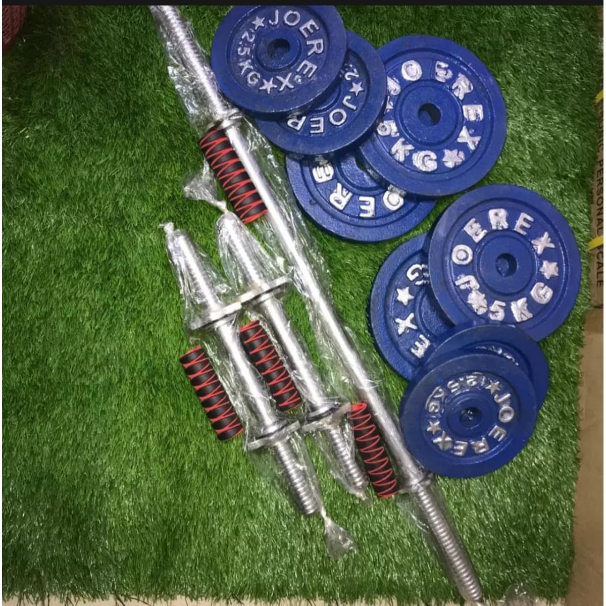 Combo Dumbbell & Barbell Set Blue 30KG With 4 Feet Barbell Bar and Two ...