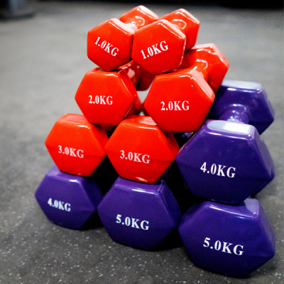 Rubber Coated Vinyl Dumbbell 1kg, 2kg, 3kg, 4kg, 5kg, 10kg, Pair--SPORTS PARAGON