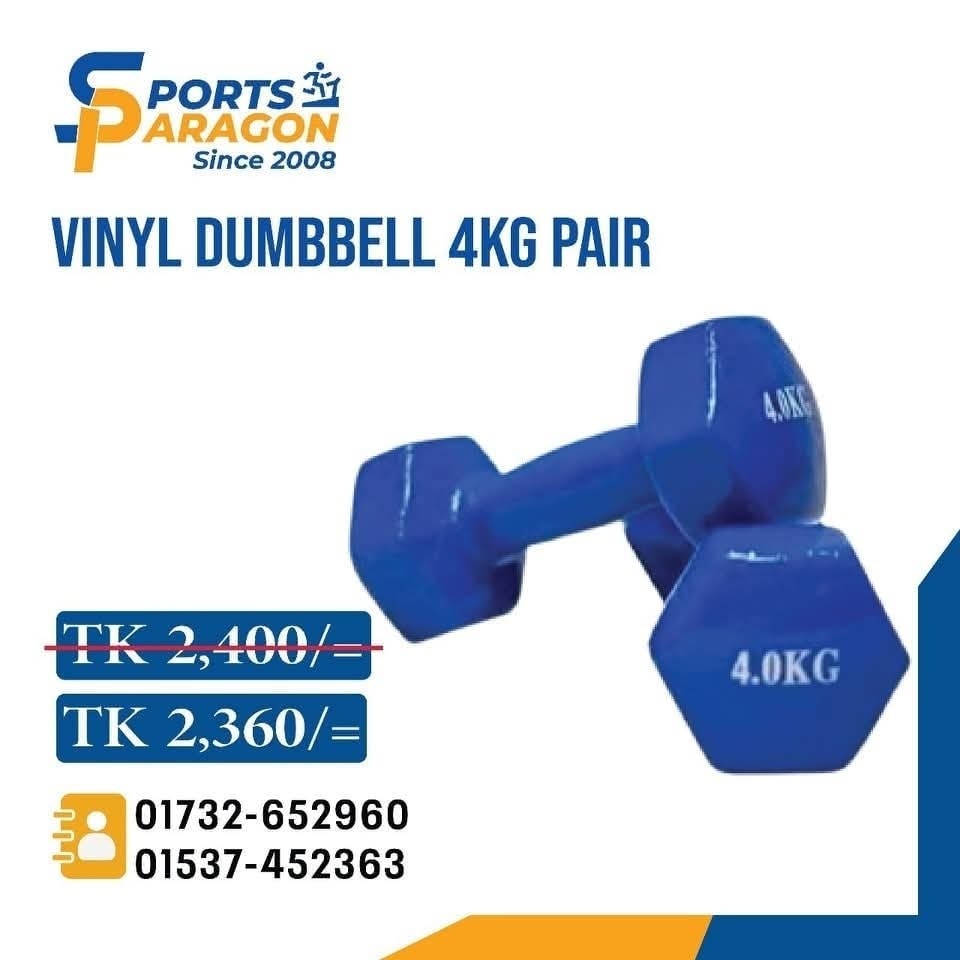 VINYL DUMBBELL RUBBER COATED (PREMIUM QUALITY) 4KG X 2 (8KG) 2360 TAKA VINYL DUMBBELL RUBBER COATED (PREMIUM QUALITY) 4KG X 2 (8KG) 2360 TAKA