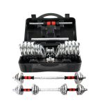 20kg Gym electroplating baking cast iron adjustable dumbbell with box and barbell extension bar