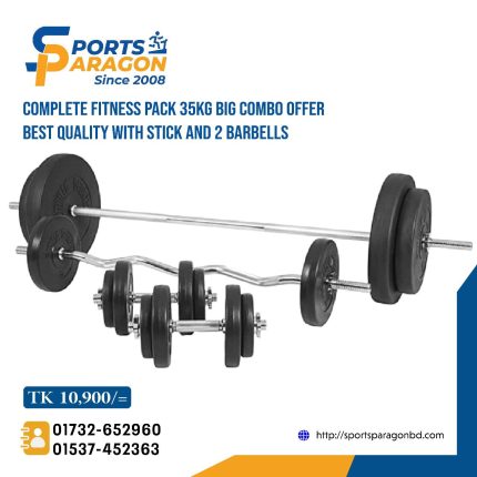 Complete Fitness Pack 35KG Big Combo OFFER Best Quality With Stick And 2 Barbells