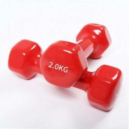 Vinyl Dumbbell 2 Kg- 1 Pair Red, Blue, Pink--SPORTS PARAGON