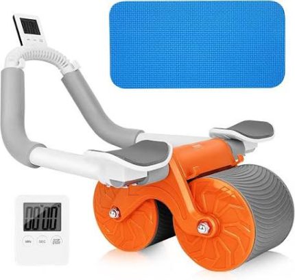 Automatic Rebound Ab Roller Wheel with Elbow Support, Timer and Dual-Wheel Design  SPORTS PARAGON